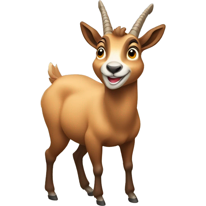happy smiling brown chamois pointing to the left side with his hoof emoji