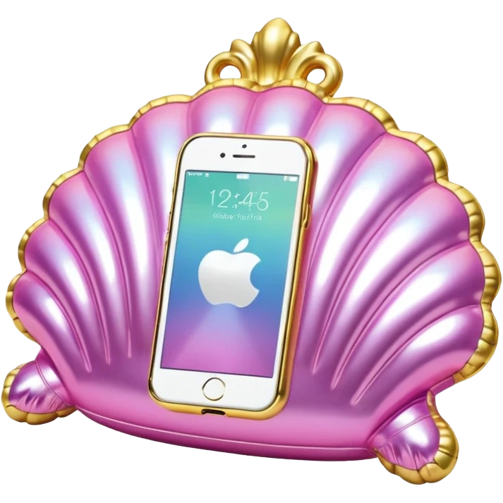 gold rococo pink inflatable puffy shell phone emoji