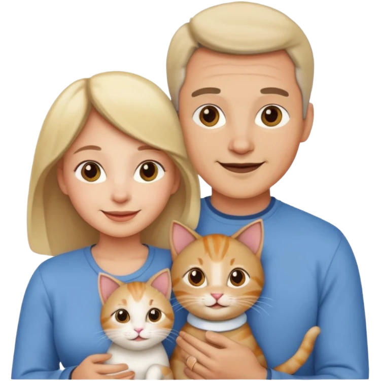 mama, papa niña y gata emoji