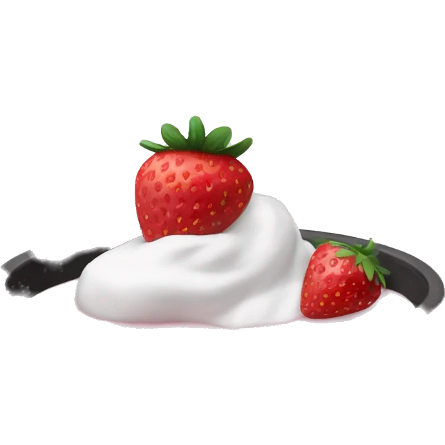 black bowl with strawberry smoothie and yogurt emoji