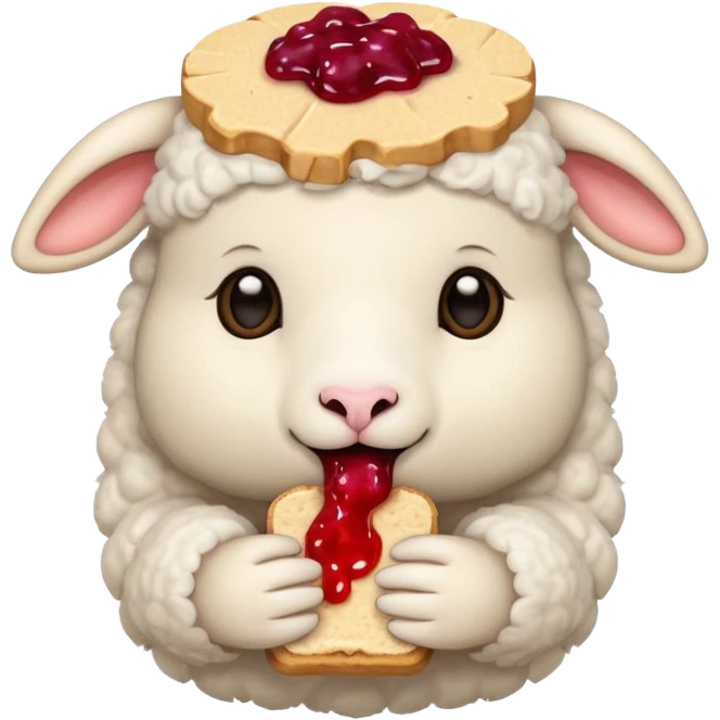 cute baby sheep eating peanut butter and jelly  emoji