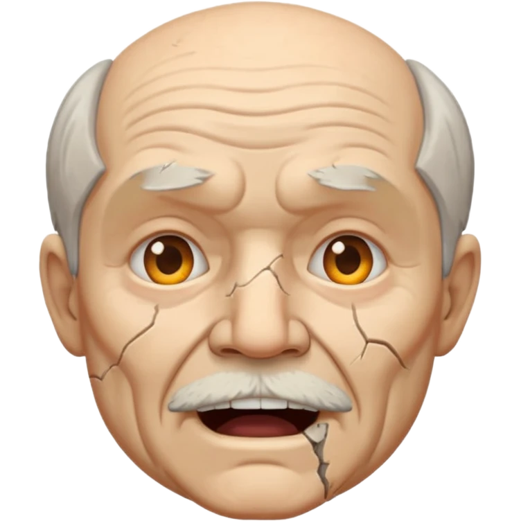 old white man with an open square mouth made of concrete emoji