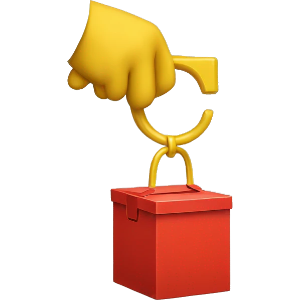 a red box with a yellow m on it and yellow handles on the top  emoji