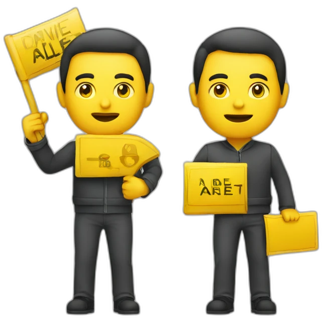 Guy holding yellow alert sign emoji
