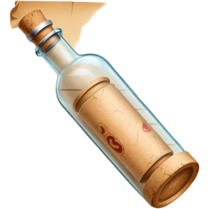 message round bottle with paper roll inside bottel emoji