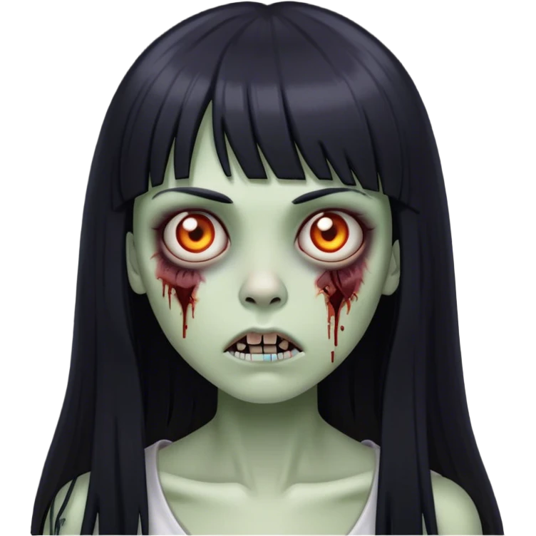 zombie girl with straight long black hair and bangs ( like this 🧟‍♀️) emoji