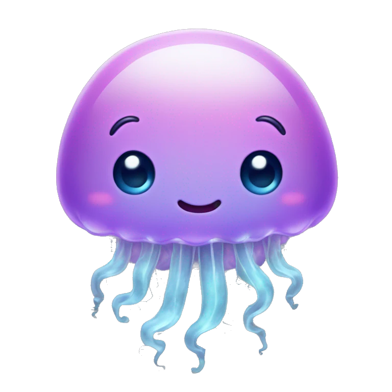 cute kawaii baby jellyfish slightly smile emoji