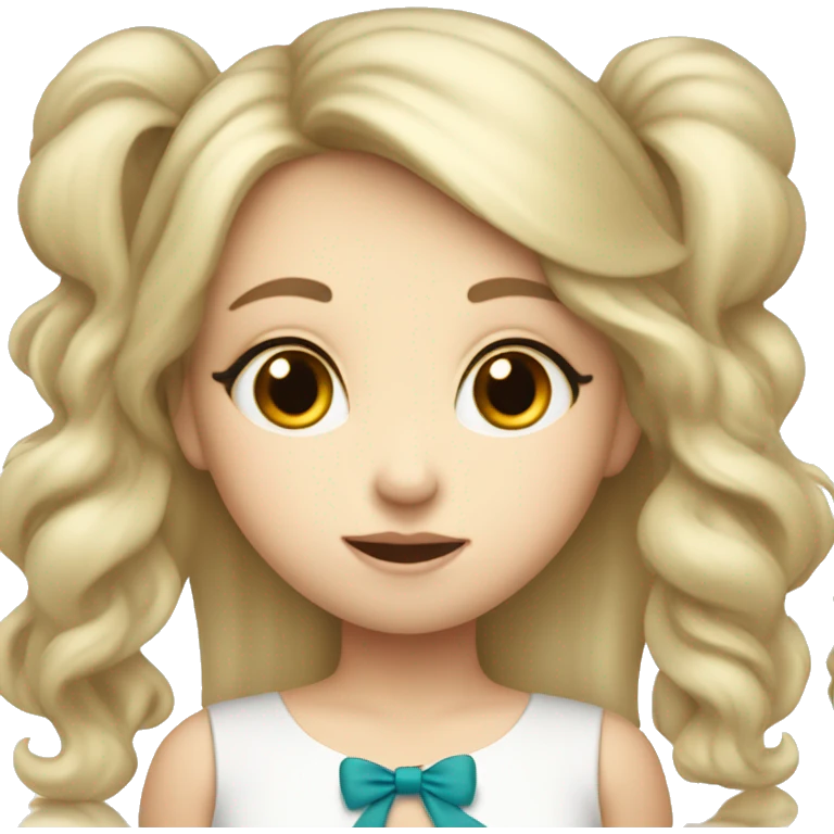 cute white girl with hush-cut and bang and a bow on the right emoji