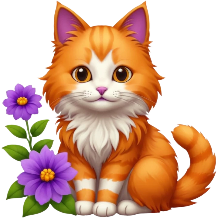 Cat and flower emoji