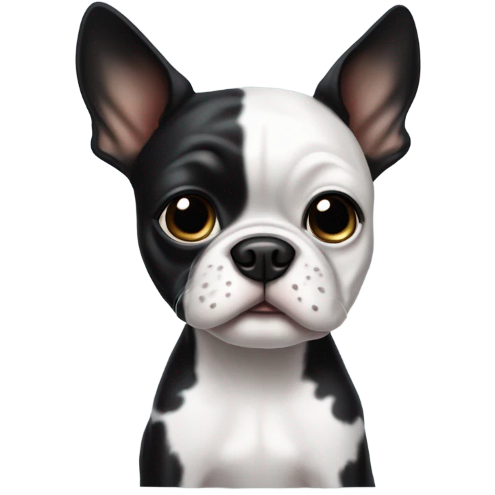 Cute black and white Boston terrier  emoji