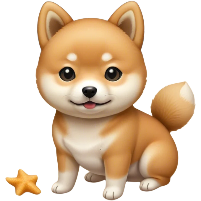 The baby shiba dog and beach emoji
