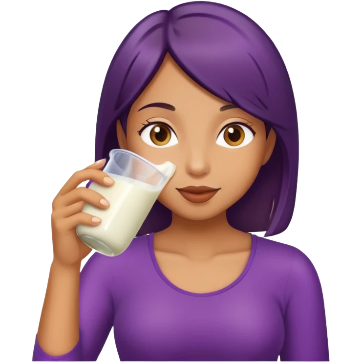 girl drinking milk from eggplant emoji
