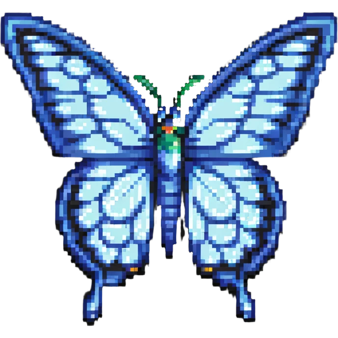 butterfly with radiant wings pixel art emoji