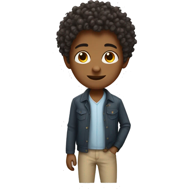 A boy with curly hair but be a programmer emoji