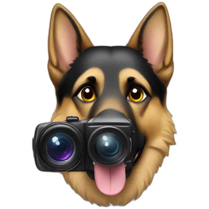 German shepherd with camera emoji