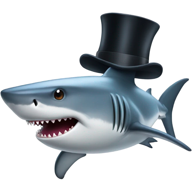 Shark with a top hat emoji