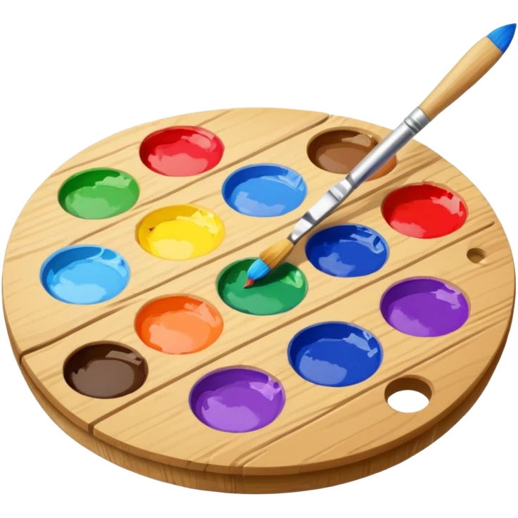 artist palette with colorful paints and a brush emoji