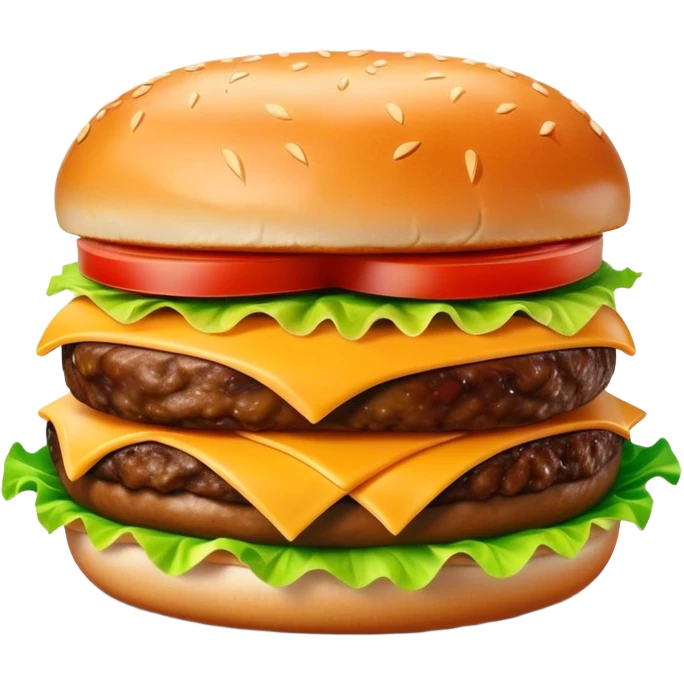 Cinematic Realistic Cheeseburger Dish Emoji, showcasing a juicy burger layered with cheese, lettuce, and tomato on a toasted bun rendered with lifelike detail and vibrant, inviting lighting. emoji