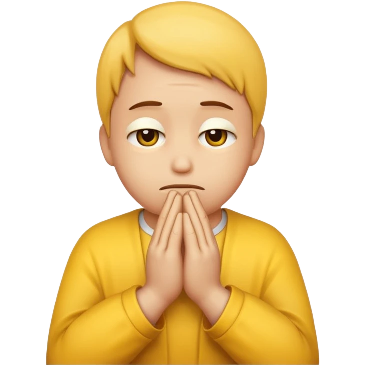 a sad emoji face with praying hands emoji