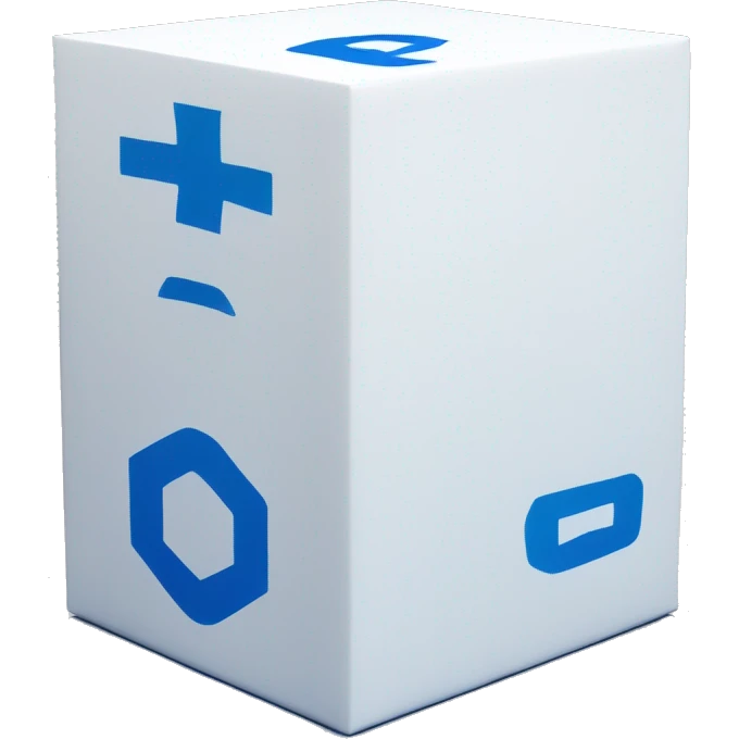 A rectangular tall white box with blue bold blue 'BC' logo in the middle of one side of the box emoji