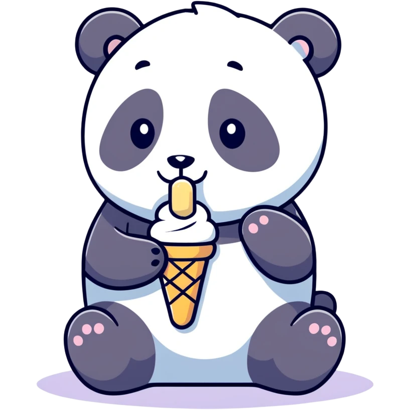 Panda eating ice cream emoji