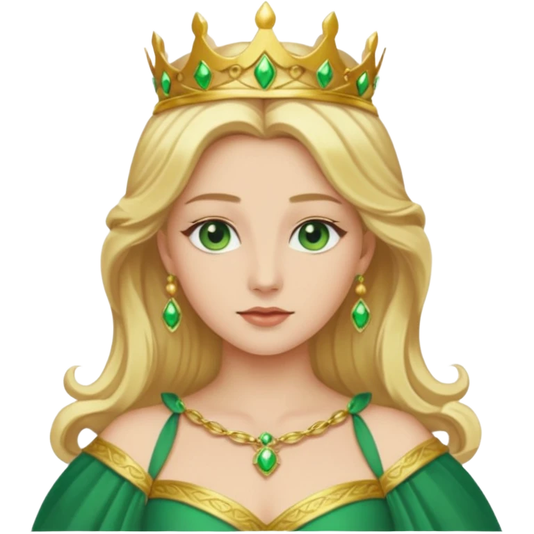 Queen Ozma from the Wizard of Oz with long blonde hair, green eyes and outfit  emoji