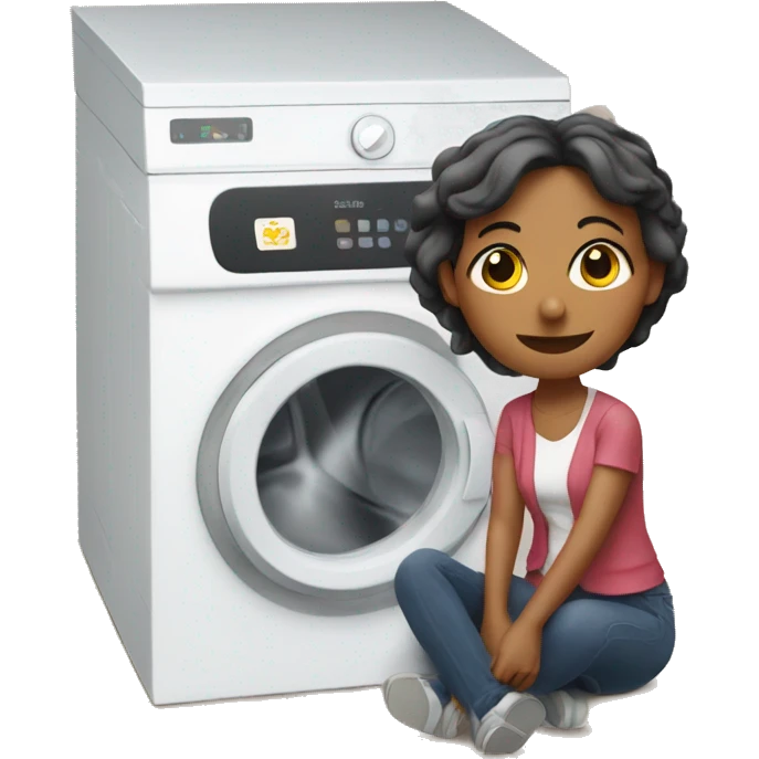 Woman sitting on washing machine  emoji