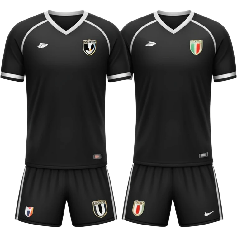 collection maillot de foot noir différents modèles (bande unique, uni, rayures) emoji