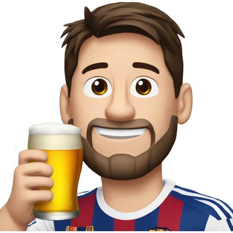 Lionel Messi drinking beer emoji