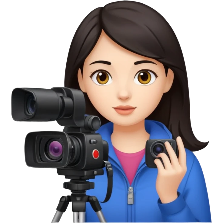 quiero crear una chica con una camara como si estuviese grabando vlog con el pelo oscuro  emoji