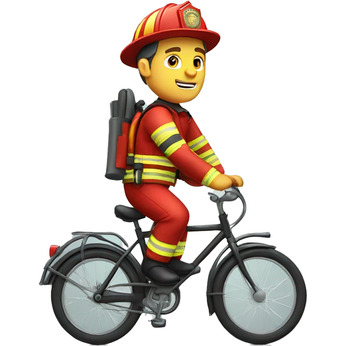 Caucasian Firefighter riding a bicycle  emoji