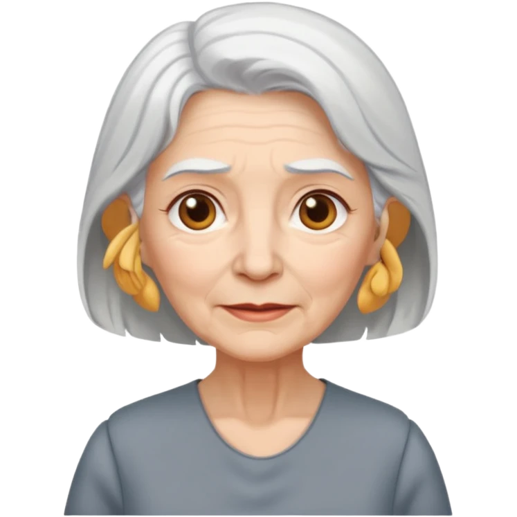 elderly woman white hair and gray dress emoji