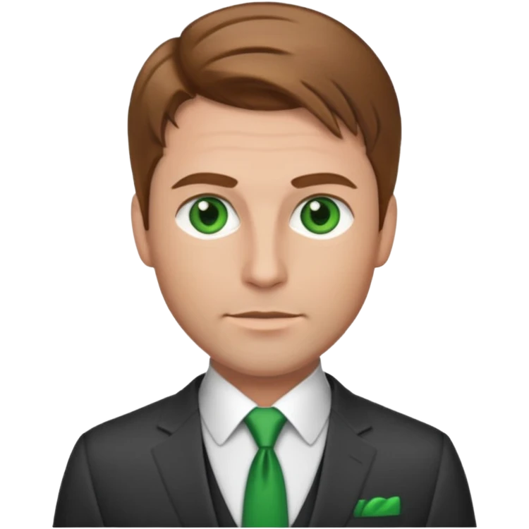male 40 in cool suit, green eyes, light brown hair emoji