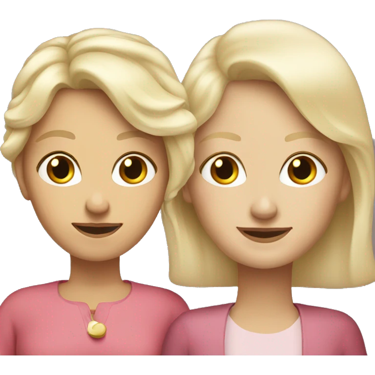 Blonde older mom and blonde daughter emoji