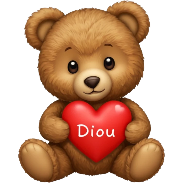 Teddy bear with a heart in her arms and write Didou in it emoji
