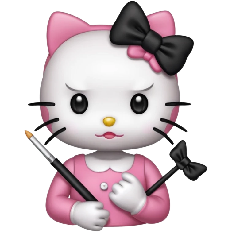 hello kitty with a blunt in a hand with long black nails and a black bow emoji