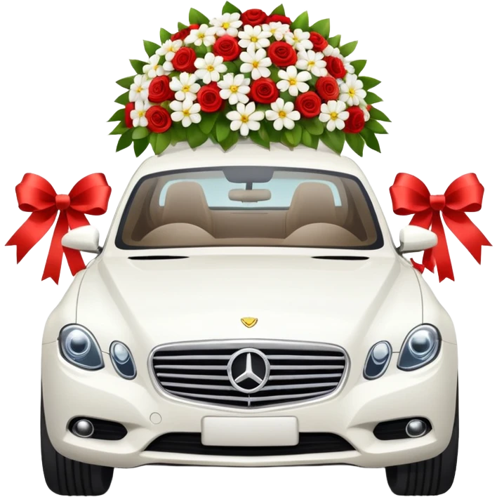 luxury car with wedding decorations emoji