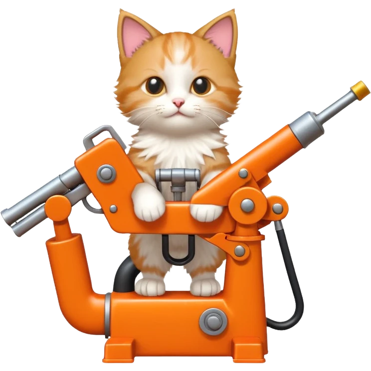 Can you make me a kitten riding a pump jack shooting two guns in their air? emoji