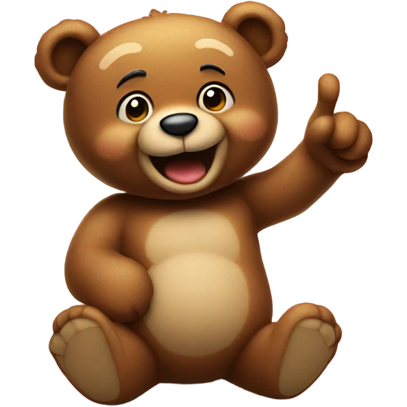 Funny teddy bear pointing finger show emoji