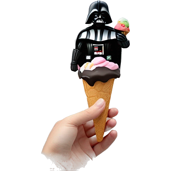 darth vader con alas de pájaro y un helado en una mano en una playa emoji