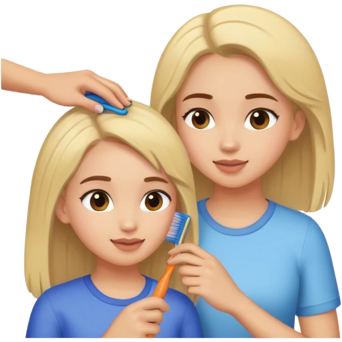 Chica peinando a su amiga emoji