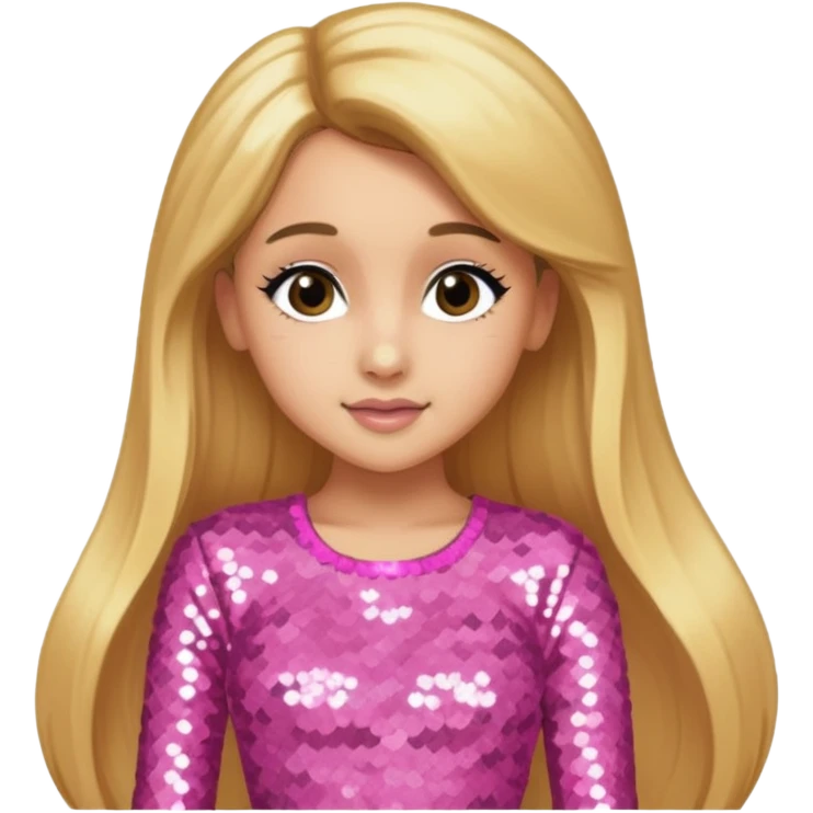 Ariana Grande with long golden blonde hair,  pink sequin outfit emoji