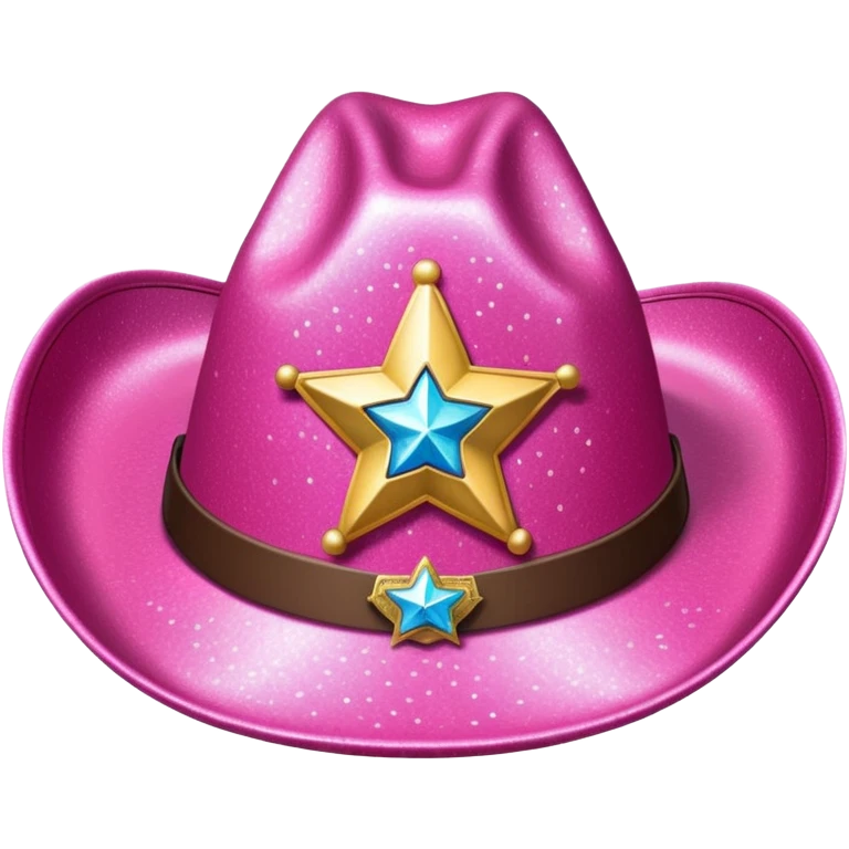 pink glittery cowgirl hat whit sherif star emoji