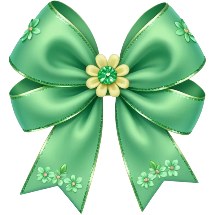 green flower bow with glitter emoji