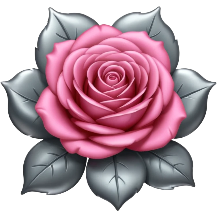 metallic gray chrome minimalistic rose emoji