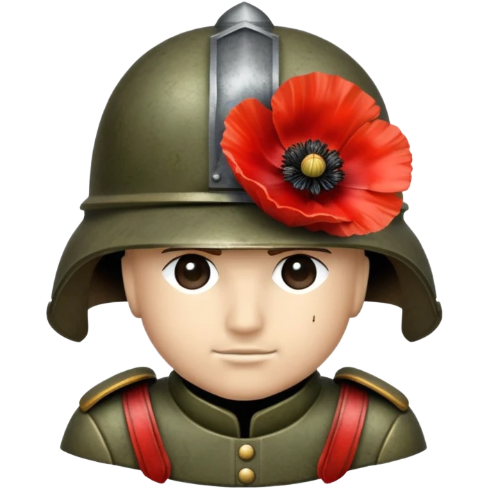 red poppy flower with soldier helmet emoji