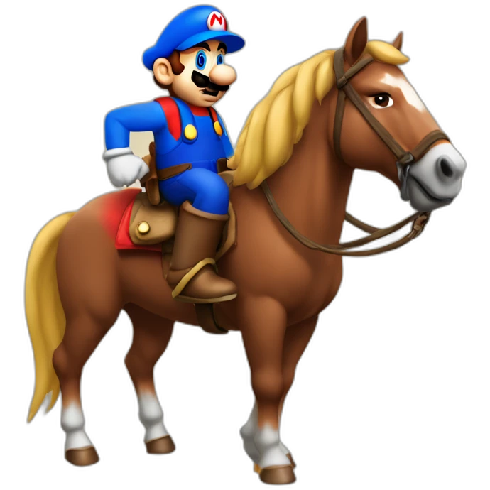 mario bross y himan sobre un caballo emoji
