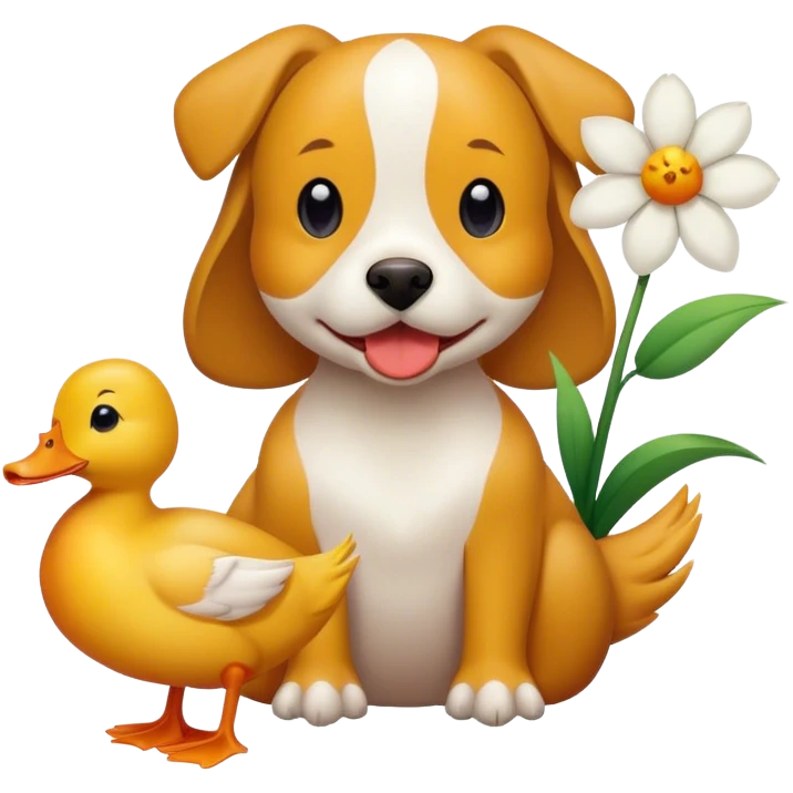 Dog and duck and flower emoji