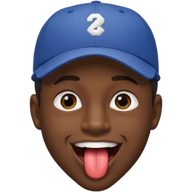Negro con gorra de béisbol sacando la lengua emoji