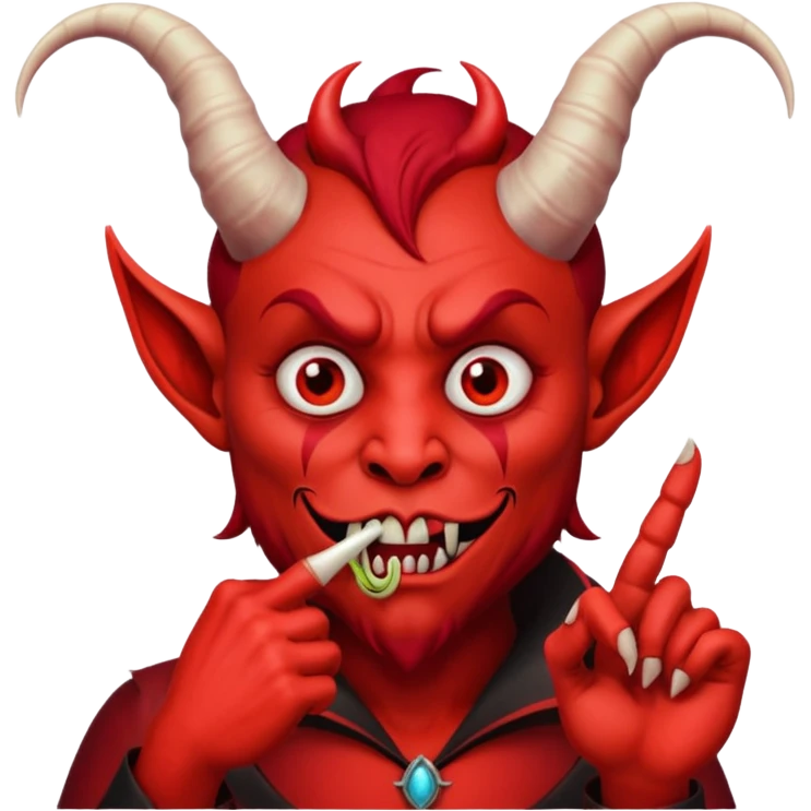 Creppy devil and shushing someone  🤫 like there figer over there mouth  emoji